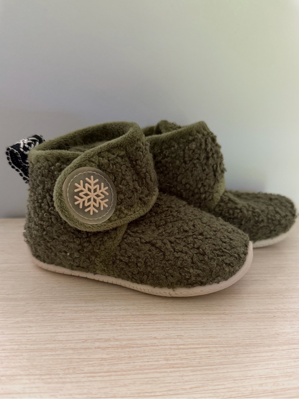 Sherpa Teddy Moss Green House Slipper Booties Toddler 6
